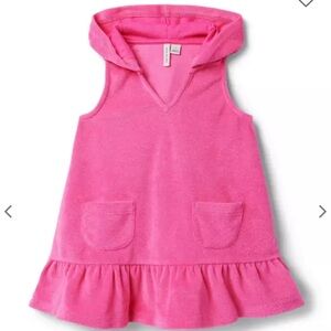 Janie & Jack Baby Girl Swim Swimsuit One Piece Hooded Terry Pink Cover Up Dress